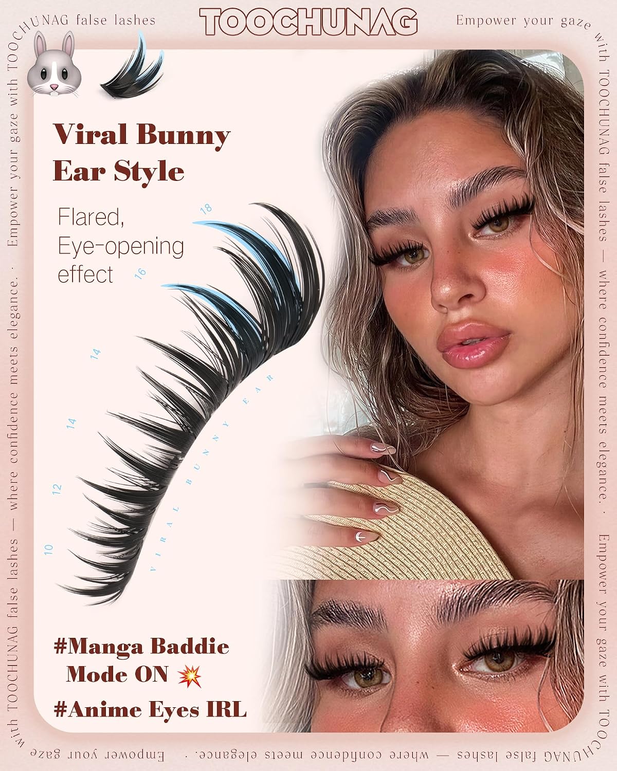 Manga Lash Clusters Kit - DIY Volume Spiky Eyelashes Extensions | 10-18mm Bunny Style with White Bond & Seal
