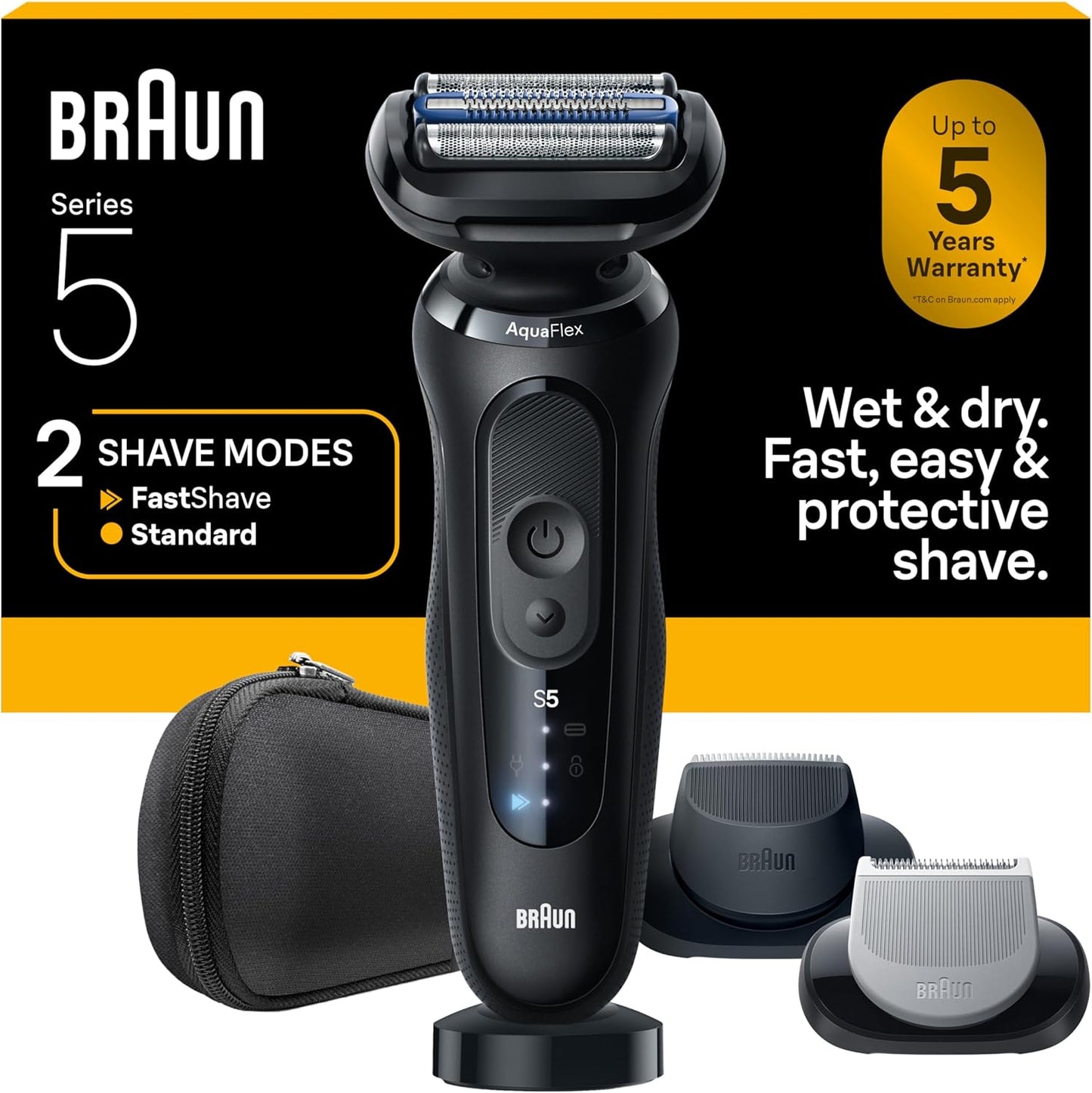 Braun Electric Razor for Men - Series 5 Beard Shaver with Body Groomer & Travel Case | S5 5155cs