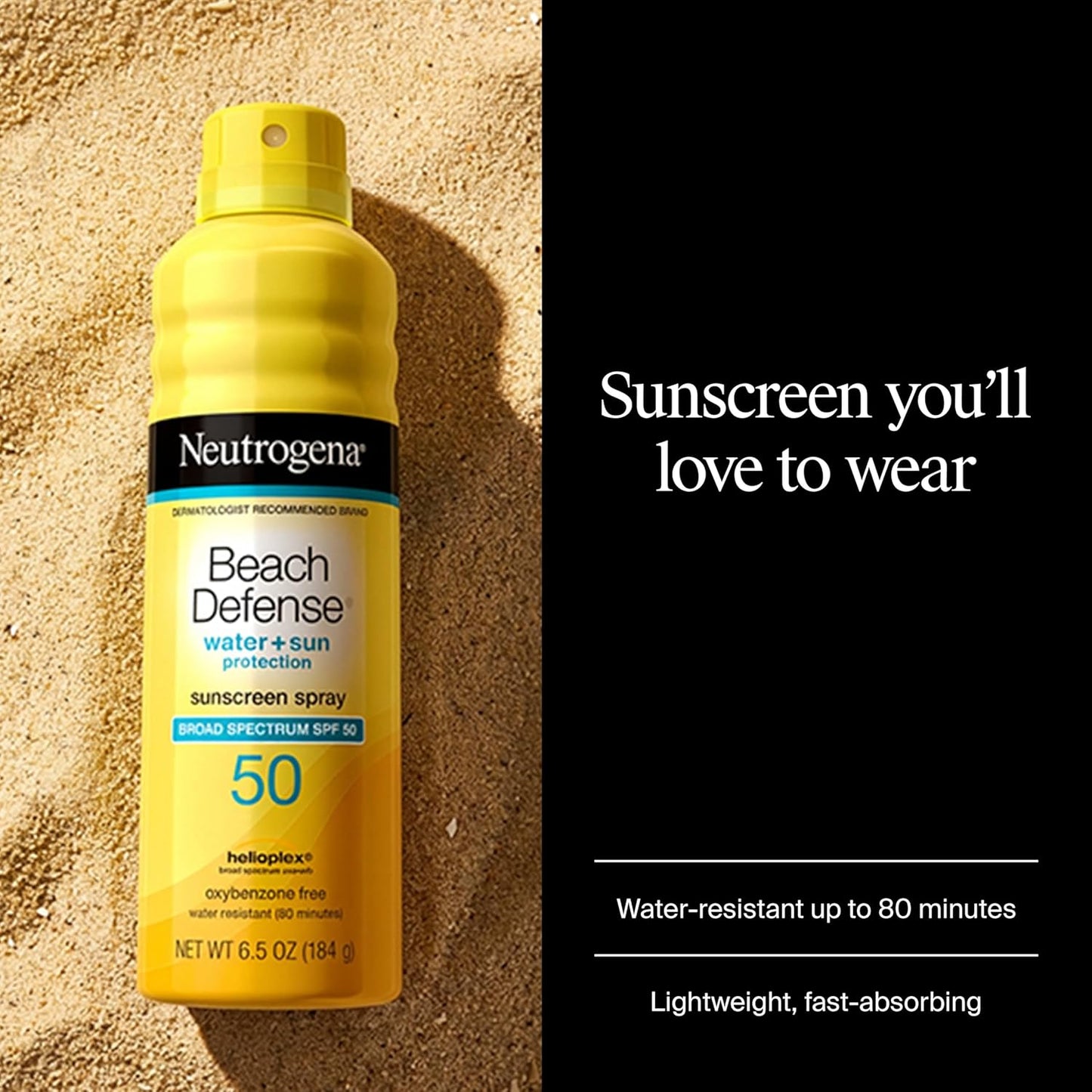 Neutrogena Beach Defense Sunscreen Spray SPF 50 - Lightweight, Water-Resistant, Family Size, 6.5 oz