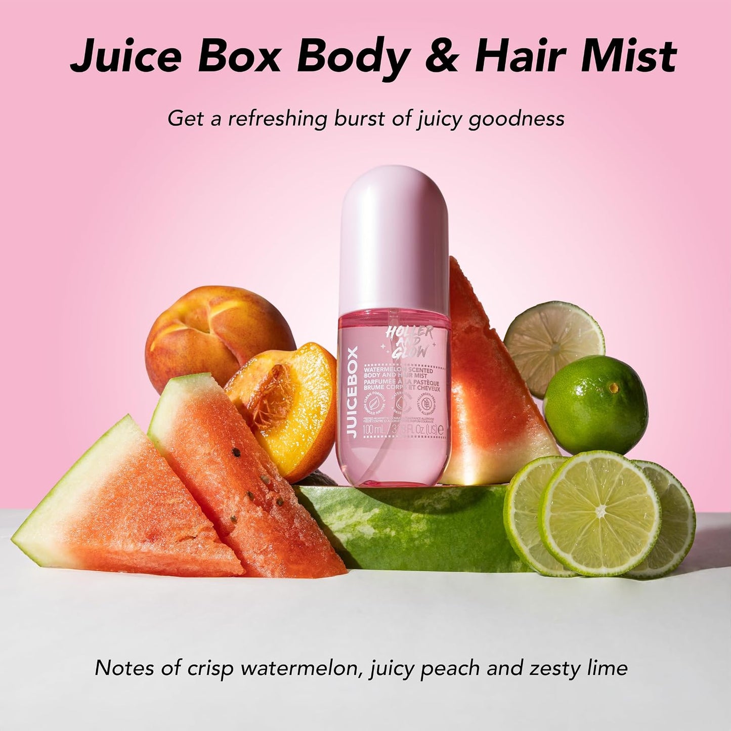 Mood Boosting Juice Box Body & Hair Mist - Fruity Watermelon Spray for Teen Girls | 3.38 Fl Oz