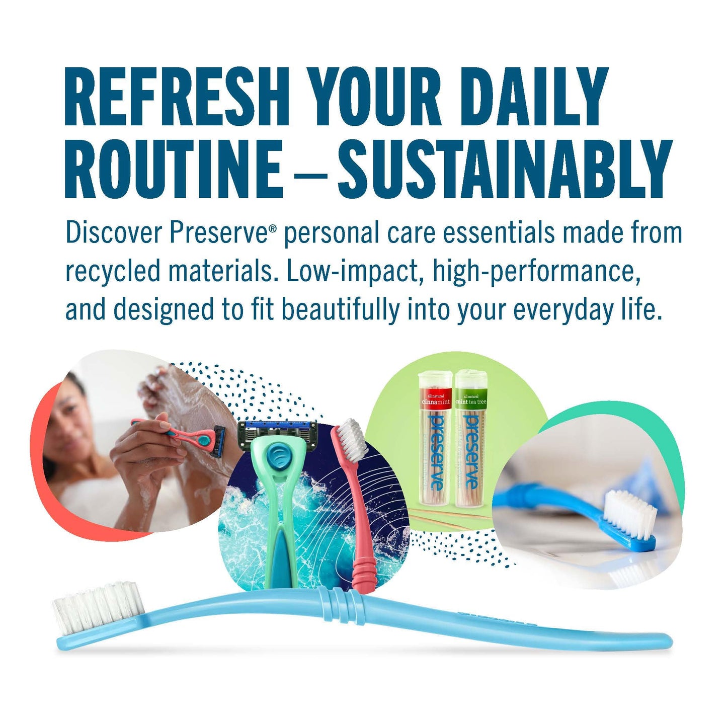 Preserve POPi Shave 5 Razor System Made with Recycled Ocean Plastic and 5-blade cartridge, Coral Pink, 1 Count