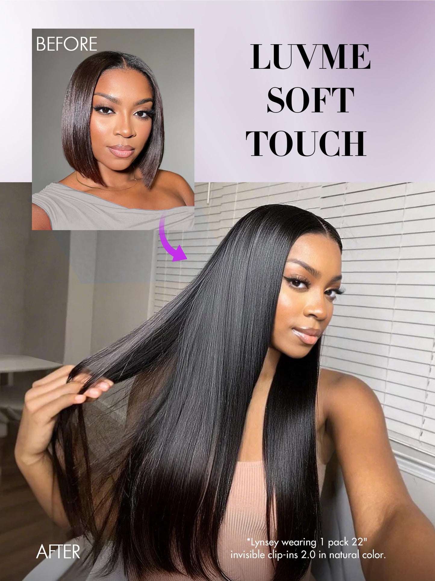 LUVME Invisible Yaki Straight Clip in Hair Extensions Real Human Hair for Women, 2 Pack 18 Inch 220g 12Pcs, Remy Hair Clip Ins, Invisible Clip Ins for Daily Wear & Special Occasions