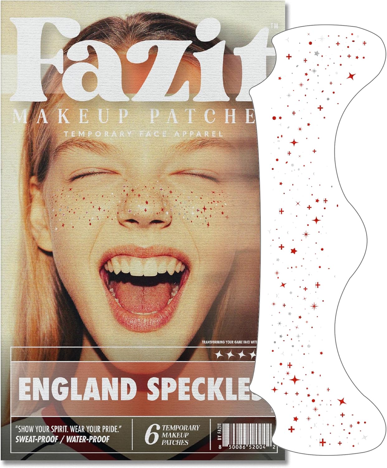 Soccer Face Stickers - Waterproof Glitter Makeup Patches for Game Day Glam | Red, Blue & Silver (6 Pack)