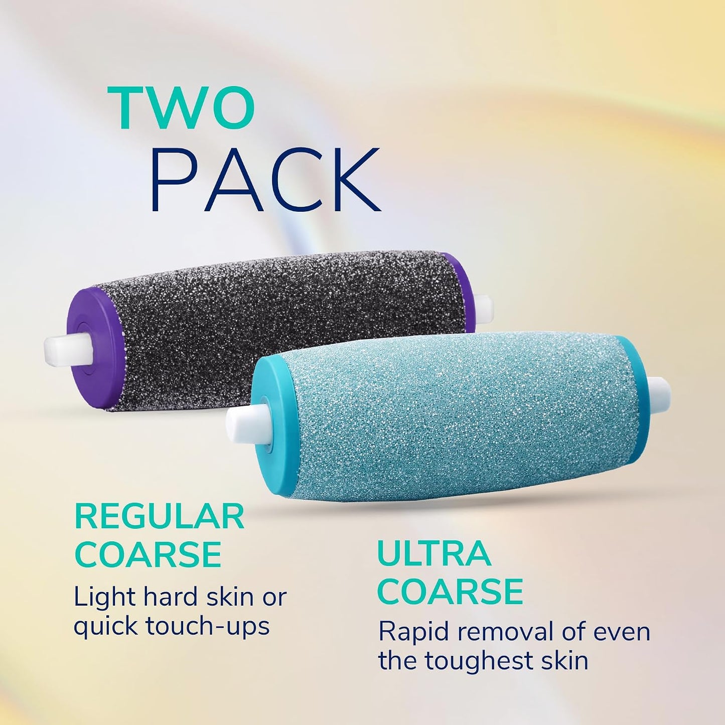Dr. Scholl's Electric Foot File Roller Head Refills - 2 Count with Diamond Crystals for Hard Skin | 1 Regular & 1 Ultra Coarse