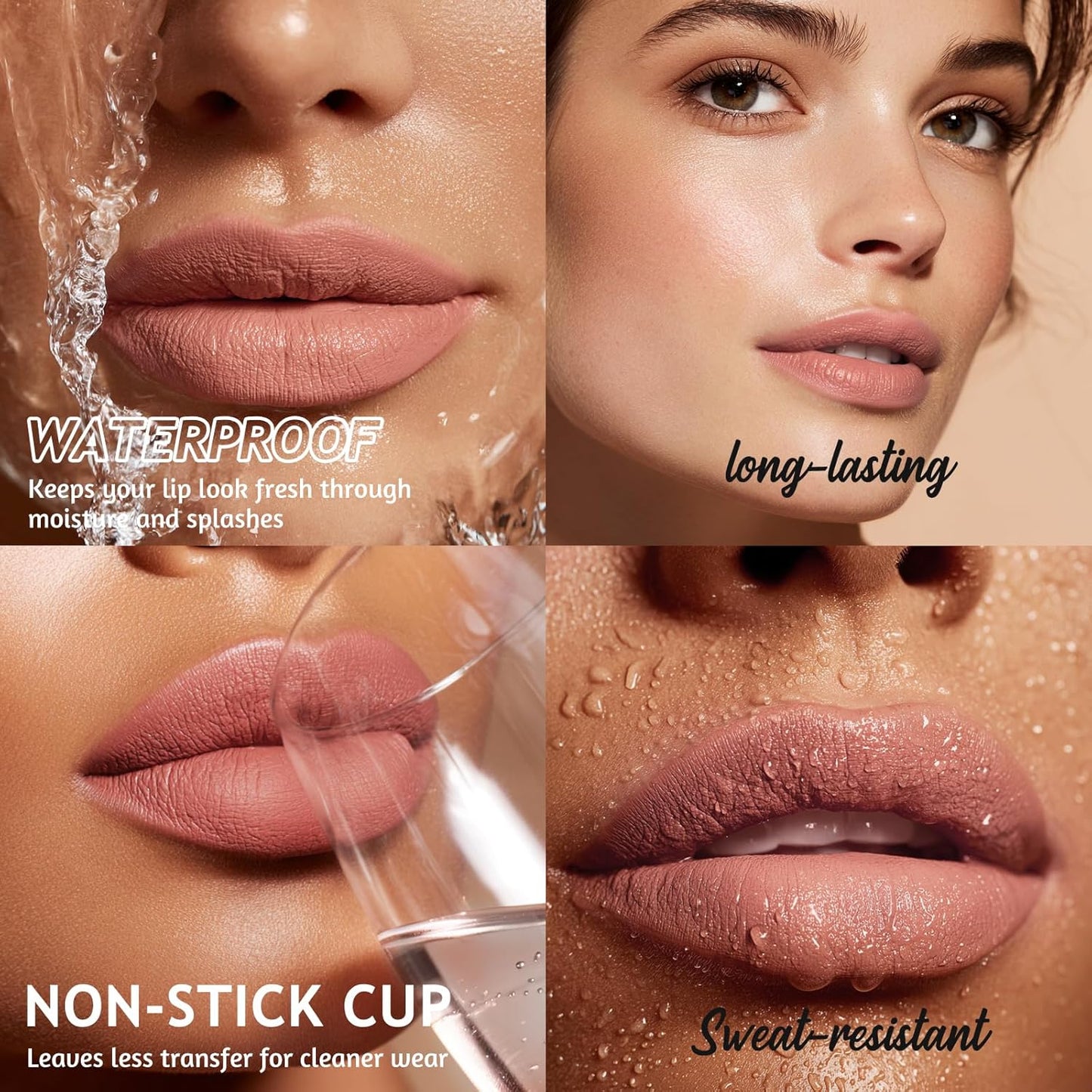 Matte Lip Liner & Liquid Lipstick Set - Velvety Nude Waterproof Long Wear | 8 Pcs High Pigment Makeup Gift Set