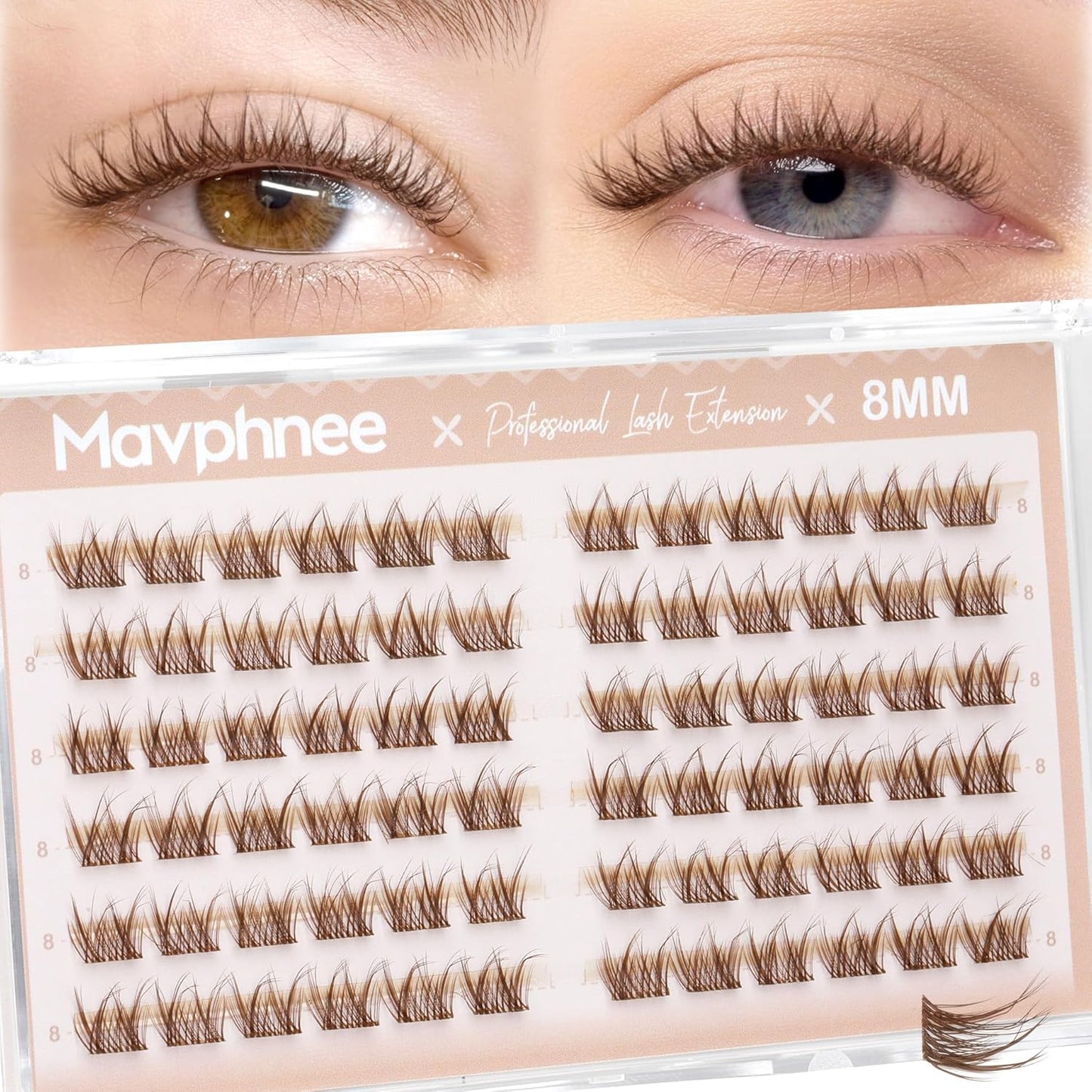 Natural DIY Lash Extensions - C-Curly Cluster Eyelashes | 216 Pcs Wispy Cat Eye Lashes for Beginners