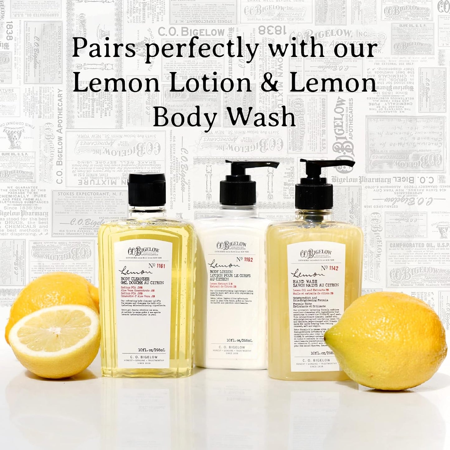 C.O. Bigelow Lemon Hand Wash - Moisturizing Liquid Soap with Aloe Vera | 10 Fl Oz (Pack of 2)