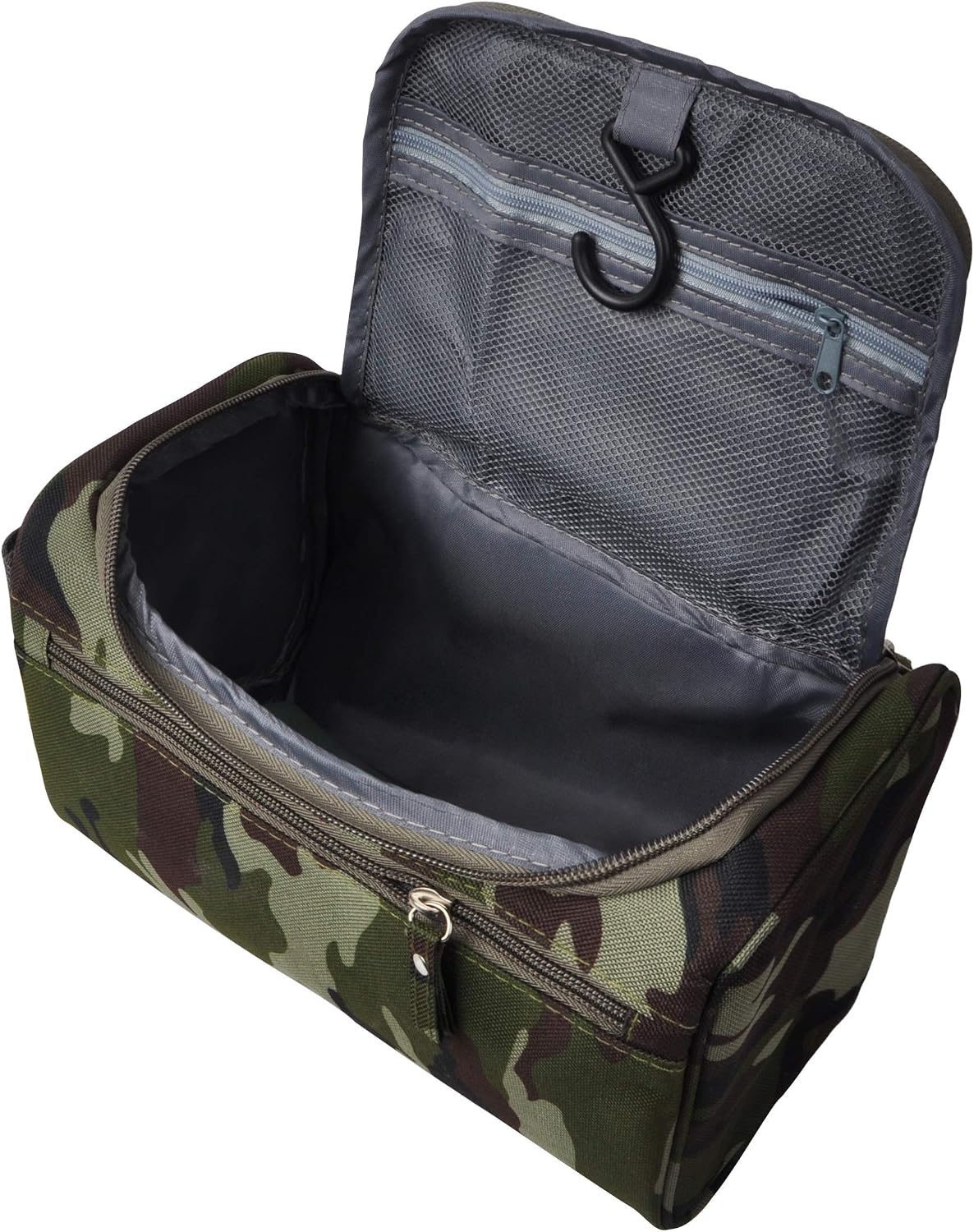 Men's Toiletry Bag - Compact Travel Shaving Kit | Camo Dark Green Design