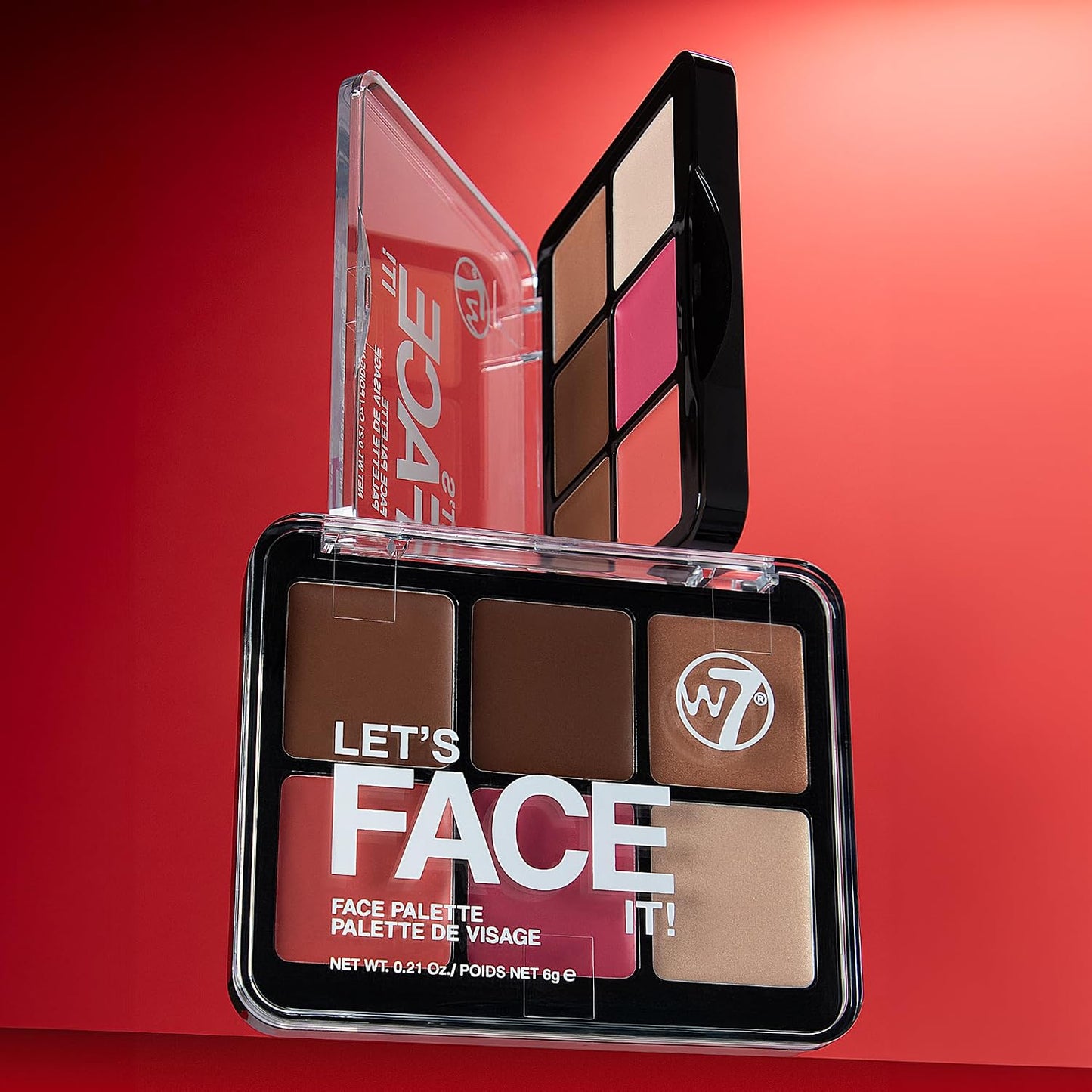 Cream Face Palette - W7 Let’s Face It 6-Pan Bronzer, Blush & Highlight - Light Soft Glow, Creamy & Blendable Makeup