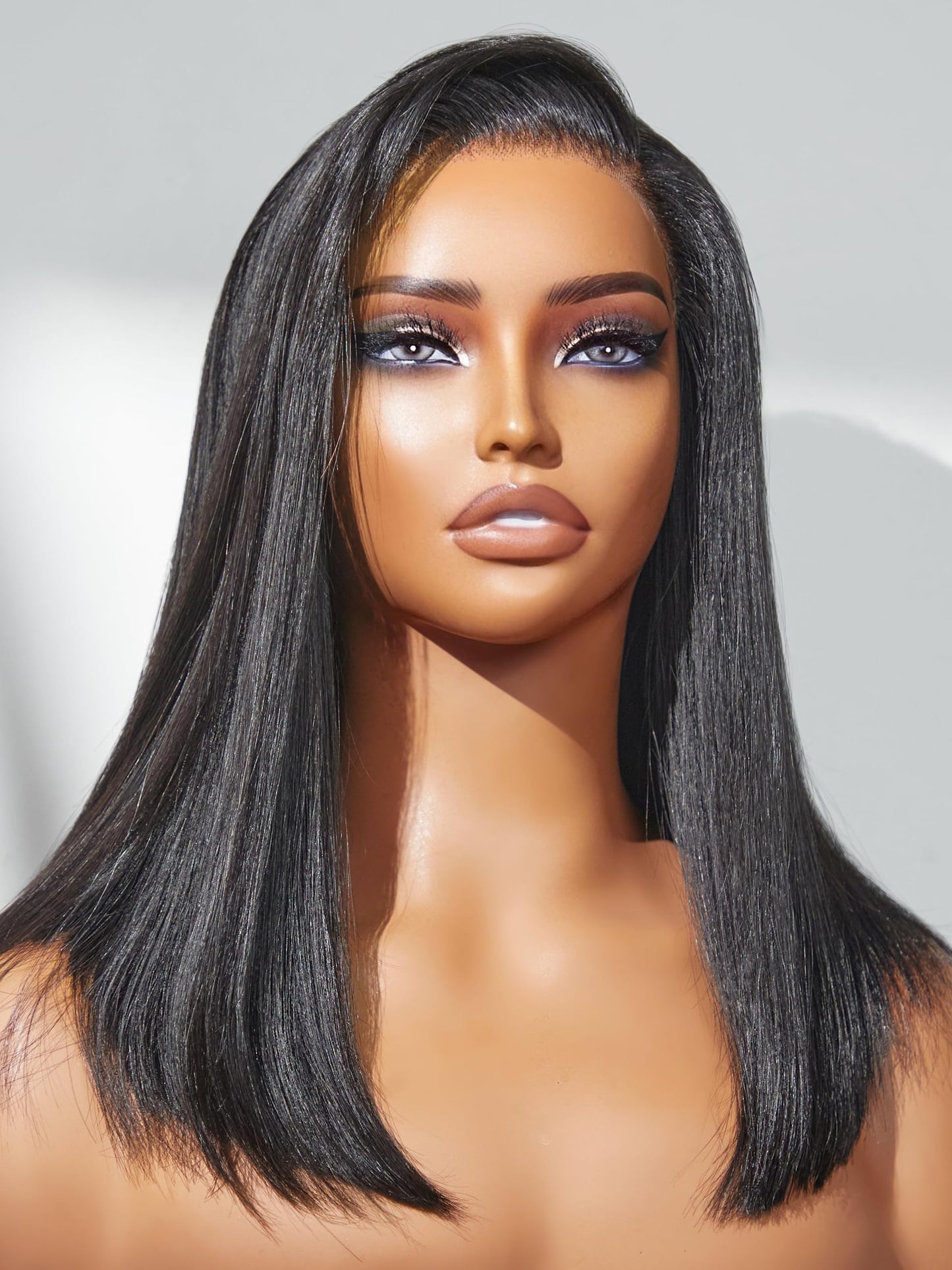 LUVME HAIR Bob Wig 100% Human Hair Wigs Glueless Lace Front 200% Density 14 Inches Bob, Pre Cut Plucked Lace Short Wig Ready To Go Natural Color Straight Bleached Knots Side Part Black Wigs