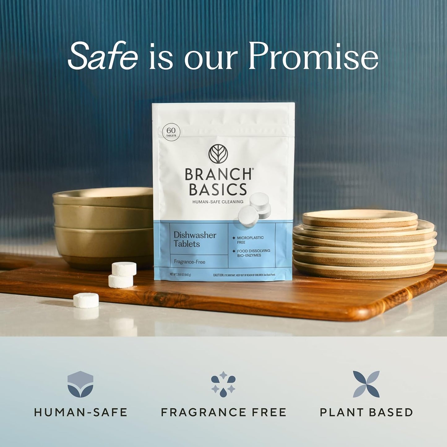 Dishwasher Tablets - 60 Ct Plastic-Free Pods | Fragrance-Free & Human-Safe Cleaning Power