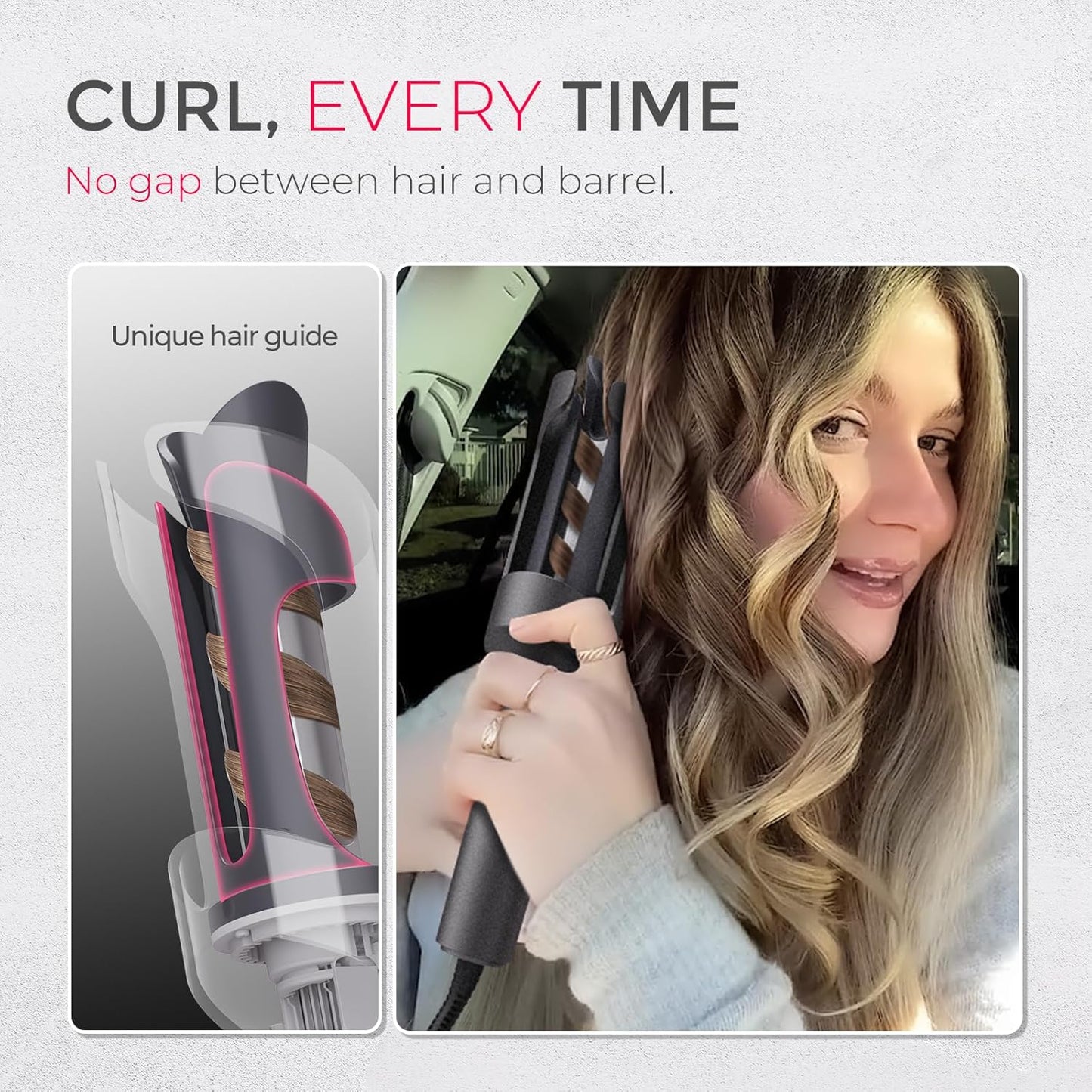 Tymo Automatic Rotating Curling Iron - 1-Inch Beach Waves Curling Wand | Dual Voltage, Lightweight & Ionic Ceramic Coating
