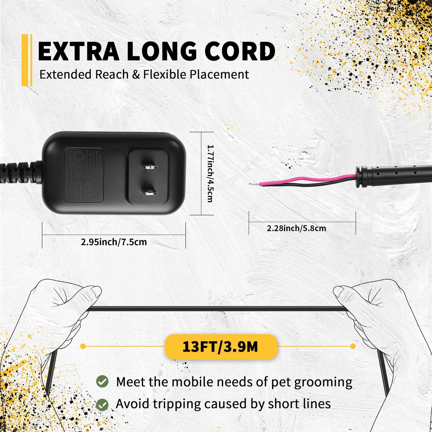 Replacement Power Cord for Wahl Animal Corded Clipper, Compatible with Wahl KM5/KM10 Professional 2-Speed Dog Hair Clippers, 13FT Power Cord- w/Installation Tools