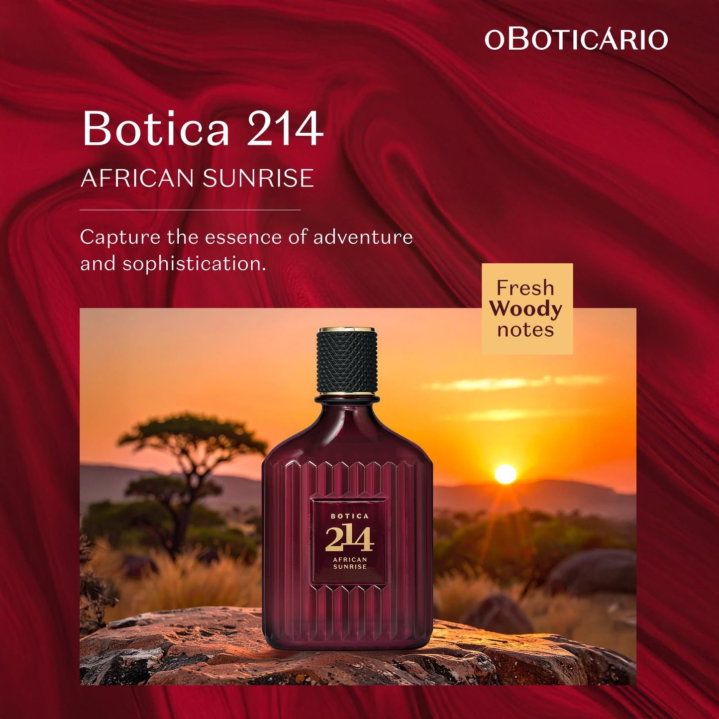 O Boticário BOTICA 214 African Sunrise Eau de Parfum for Men, Fougère Woody Fragrance with Rosemary, Juniper & Patchouli, 3 Ounce (90ml)