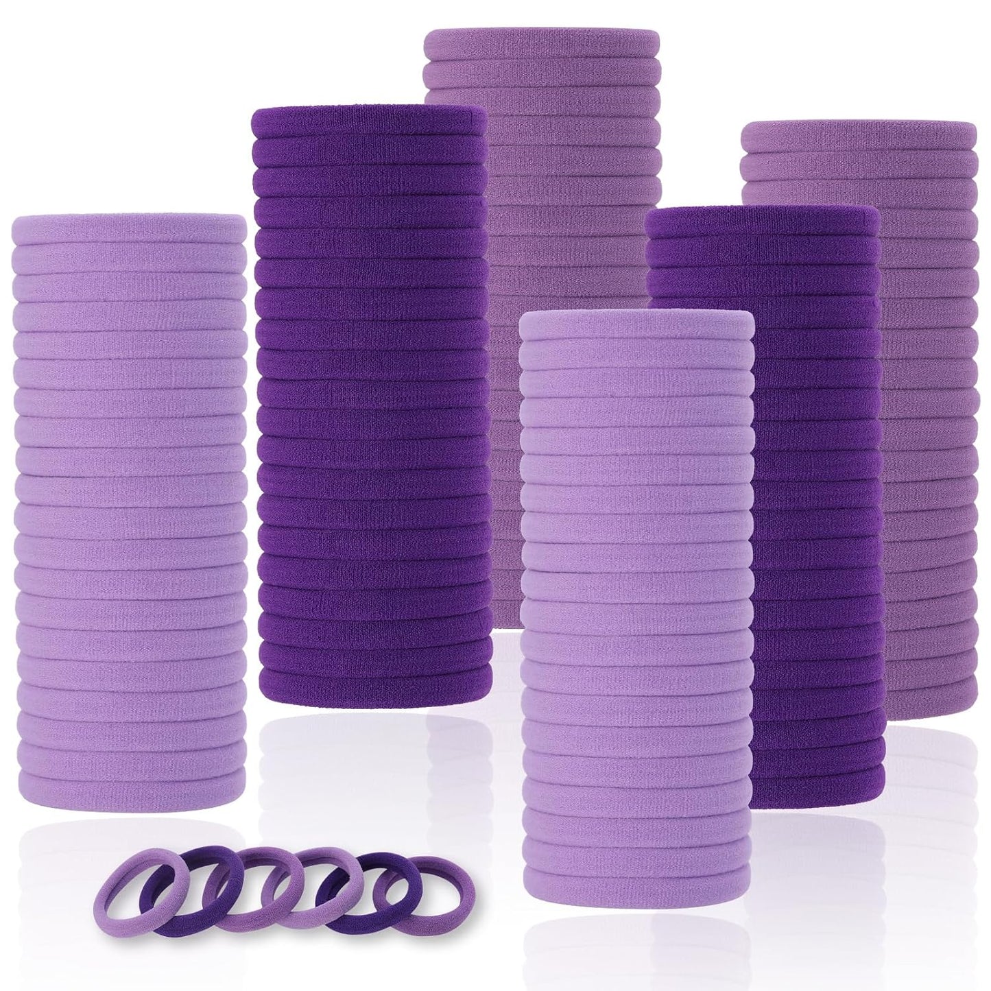 LuSeren 120PCS Soft Hair Ties - Ouchless Nylon Ponytail Holders | Seamless Fabric, Natural Colors
