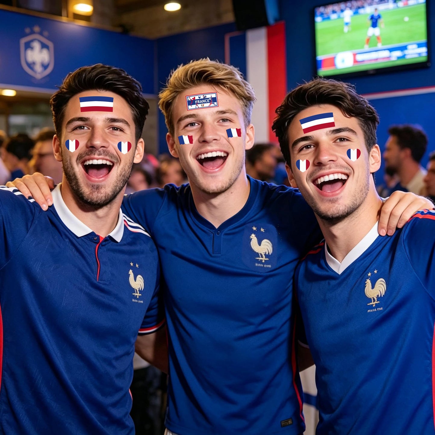 ZH BOCO ARTS 56Pcs French flag Temporary Tattoos Waterproof for World Cup Adults Kids,France Flag Temporary Tattoos Face Body Art Stickers for Football Fans Sports Events Festival Party Supplies