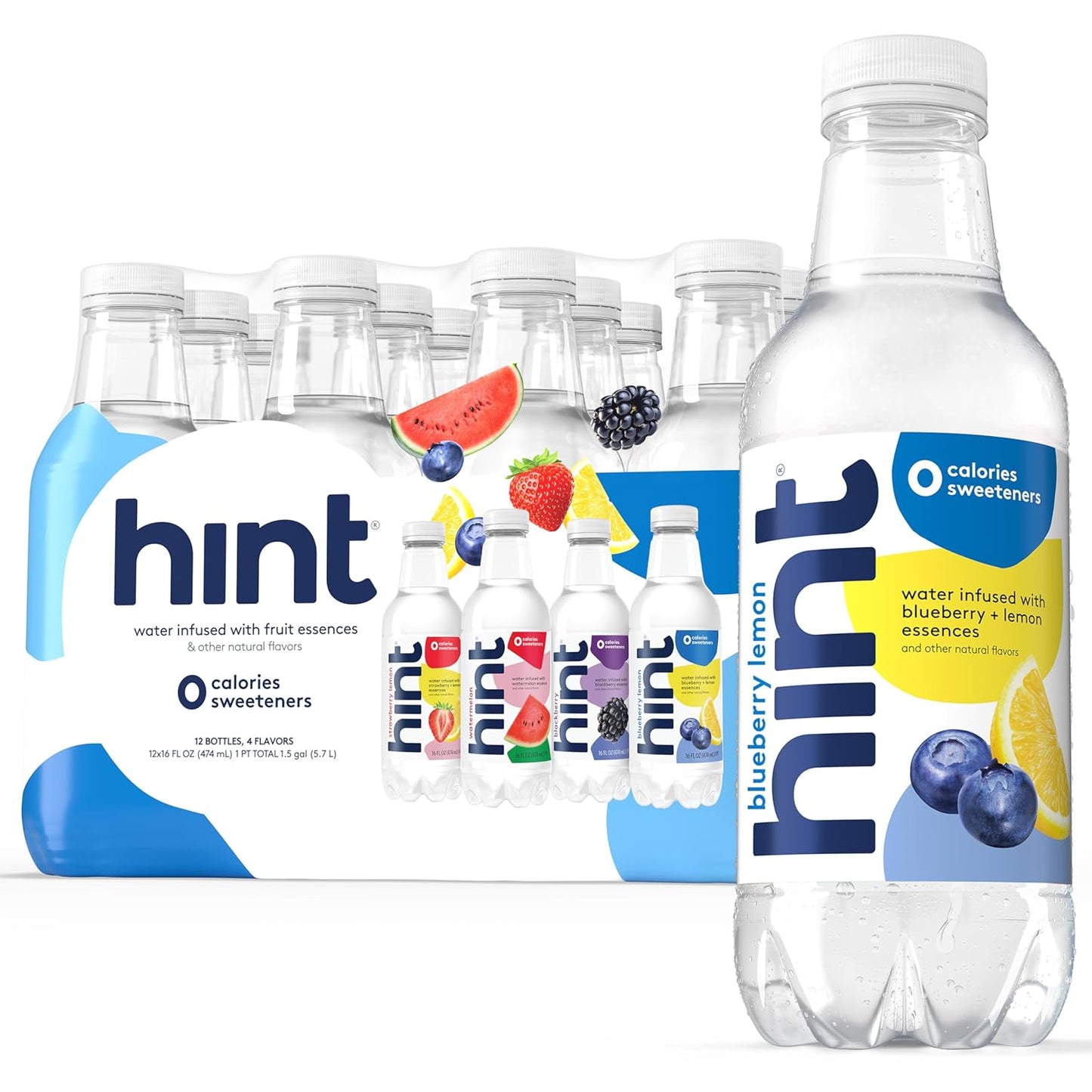 Hint Infused Bottled Water Variety Pack - Sugar-Free, Zero Calorie Natural Flavors | 16 Fl Oz (Pack of 12)