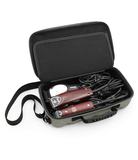 CASEMATIX Hair Clipper Case Holds Three Electric Clippers, Hair Buzzers, Trimmers, T-finishers - Travel Case for Barbers, Stylist and Hair Cutting Accessories