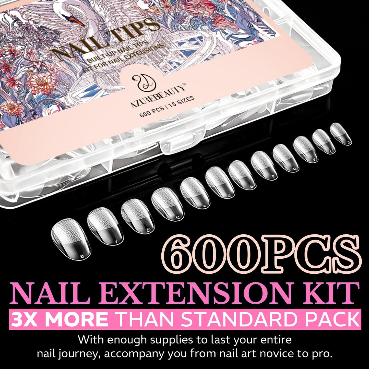 Extra Short Oval Round Nail Tips - 600pcs Soft Gel Acrylic Fake Nails | Half Matte Clear Press-On Extensions for DIY Manicure