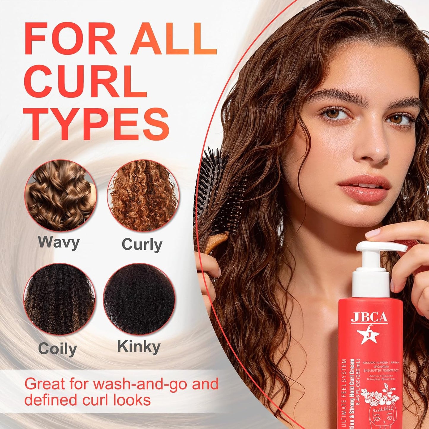 Curl Defining Cream for Wavy & Curly Hair - Anti-Frizz Formula with Shea Butter & Vitamin B5 | 8.45 Oz