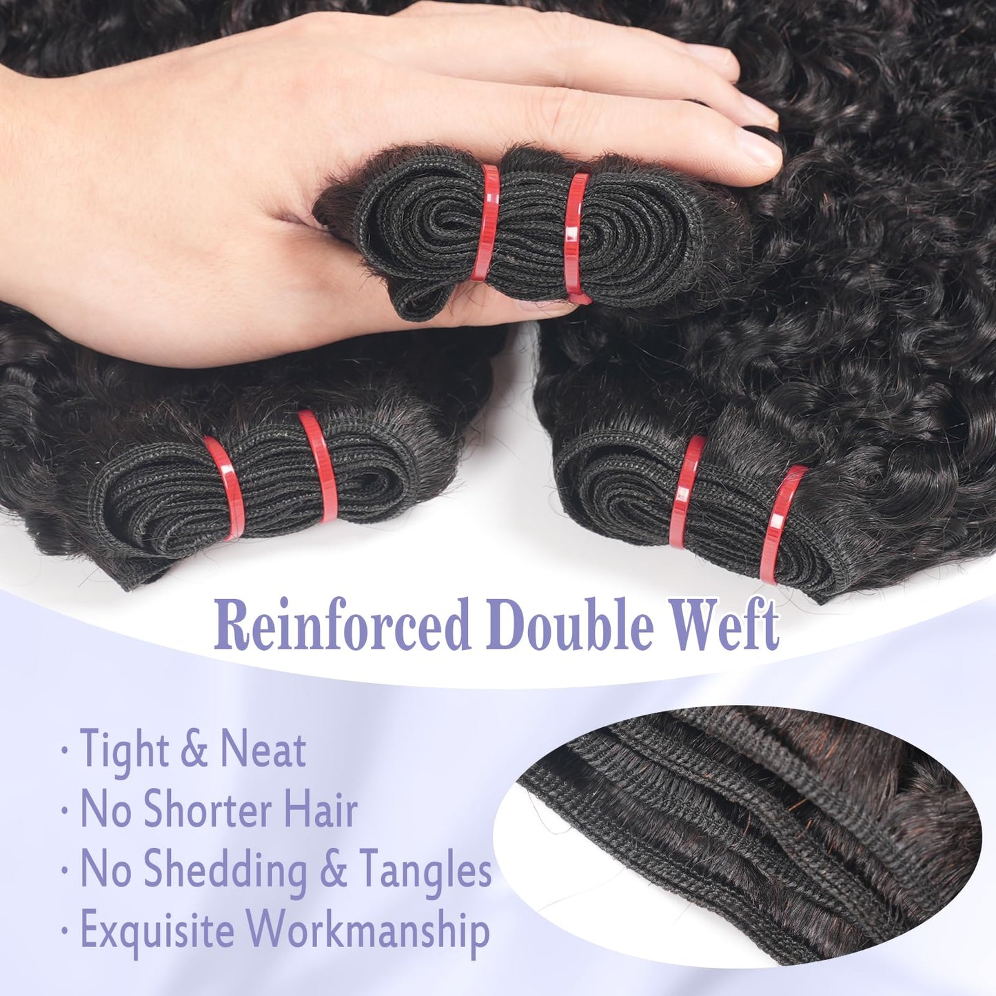 Burmese Curly Bundles Human Hair 20 22 24 Inchs 100% Unprocessed 3c4a Quick Weave Water Wave with Spiral Curly End Real Human Hair Extensions Natural Black