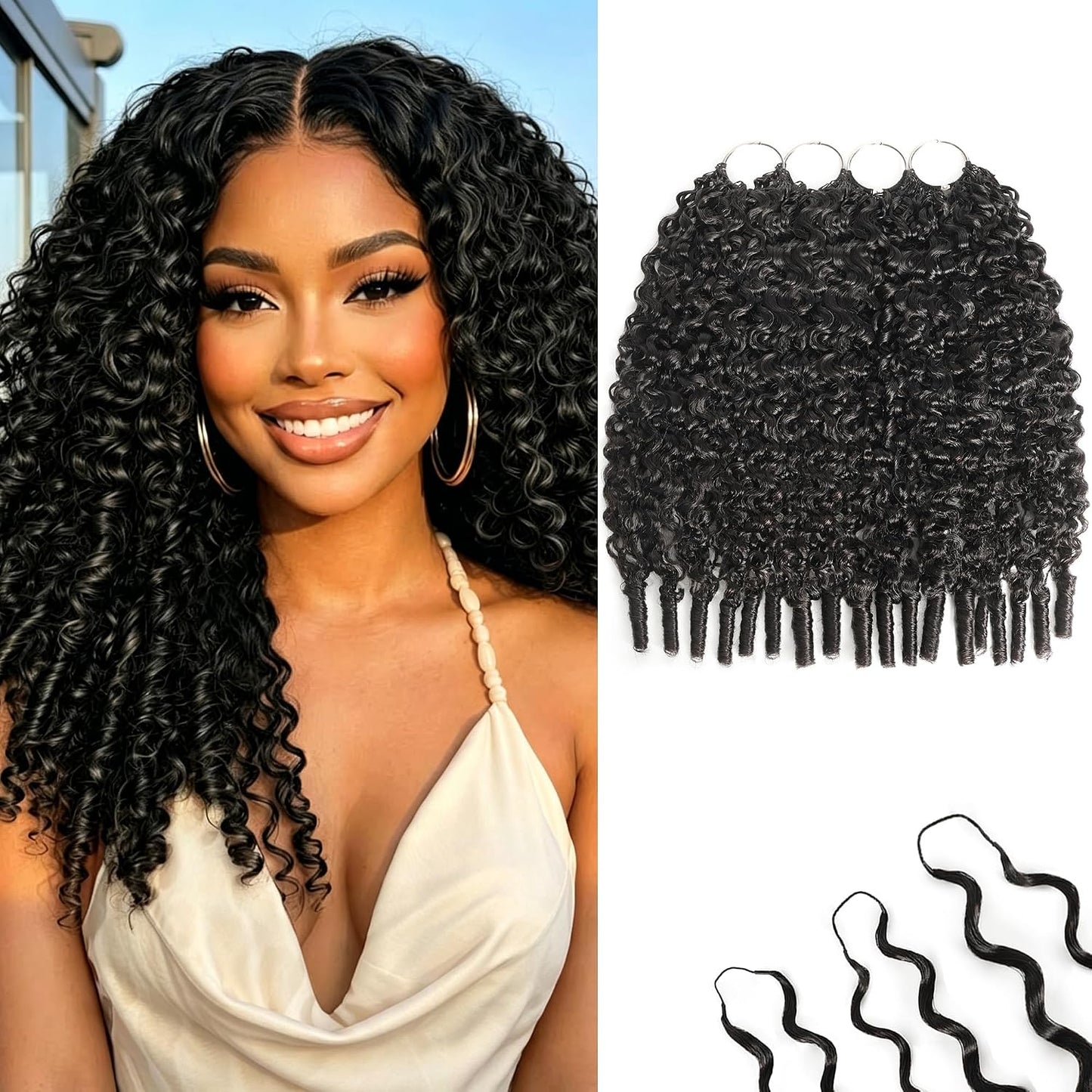 Honey Blonde Burmese Curly Crochet Hair Extensions - 12 Inch, 180g, Pre-Separated, Invisible Miracle Knots