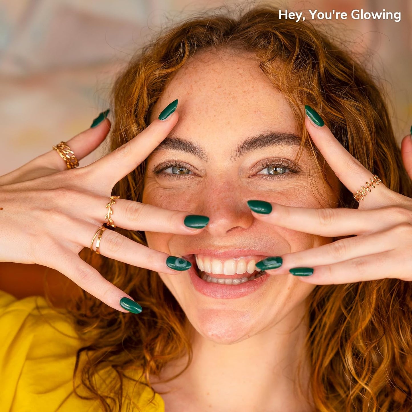 Semi Cured Gel Nail Strips - Solid Green | Easy Apply & Remove, Salon Quality | 28 Strips, Prep Pads & Nail File Included