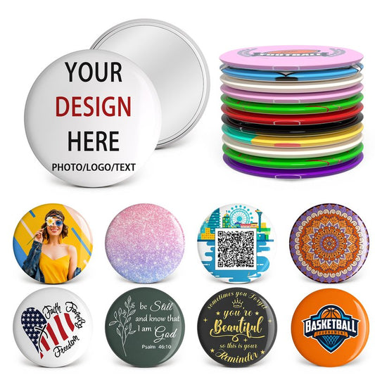 Custom Compact Mirror in Bulk,Pack 12-200 Personalized Travel Mirror with Your Photo/Logo/Text,Portable Pocket Makeup Mirror Personalized Gift for Christmas,Wedding Party Favor,Promotion,Daily Use