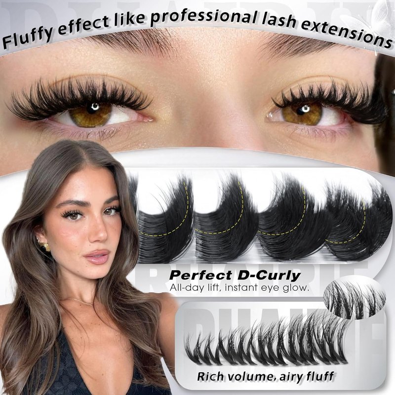 Fluffy Lash Clusters - Wispy Faux Mink Eyelash Extensions | 8-16mm D-Curly Volume Lashes