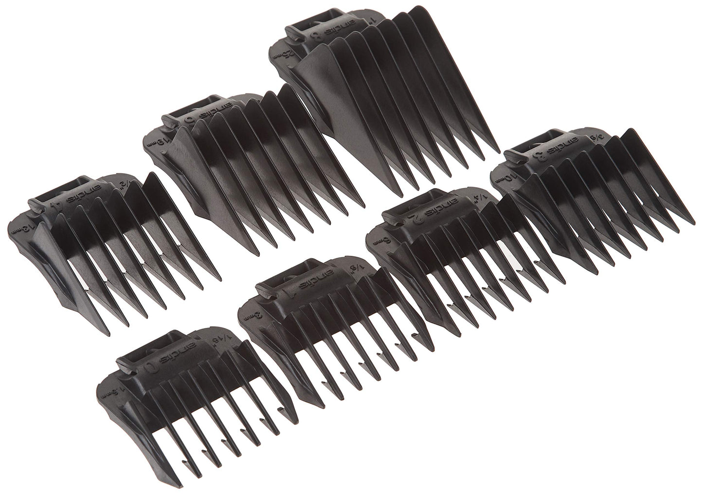Andis 01380 7-piece Snap-On Comb Set - Easy to Use, Perfect Grooming Tool – Blade Attachments for ML, GC & MBA Model Trimmers - Black