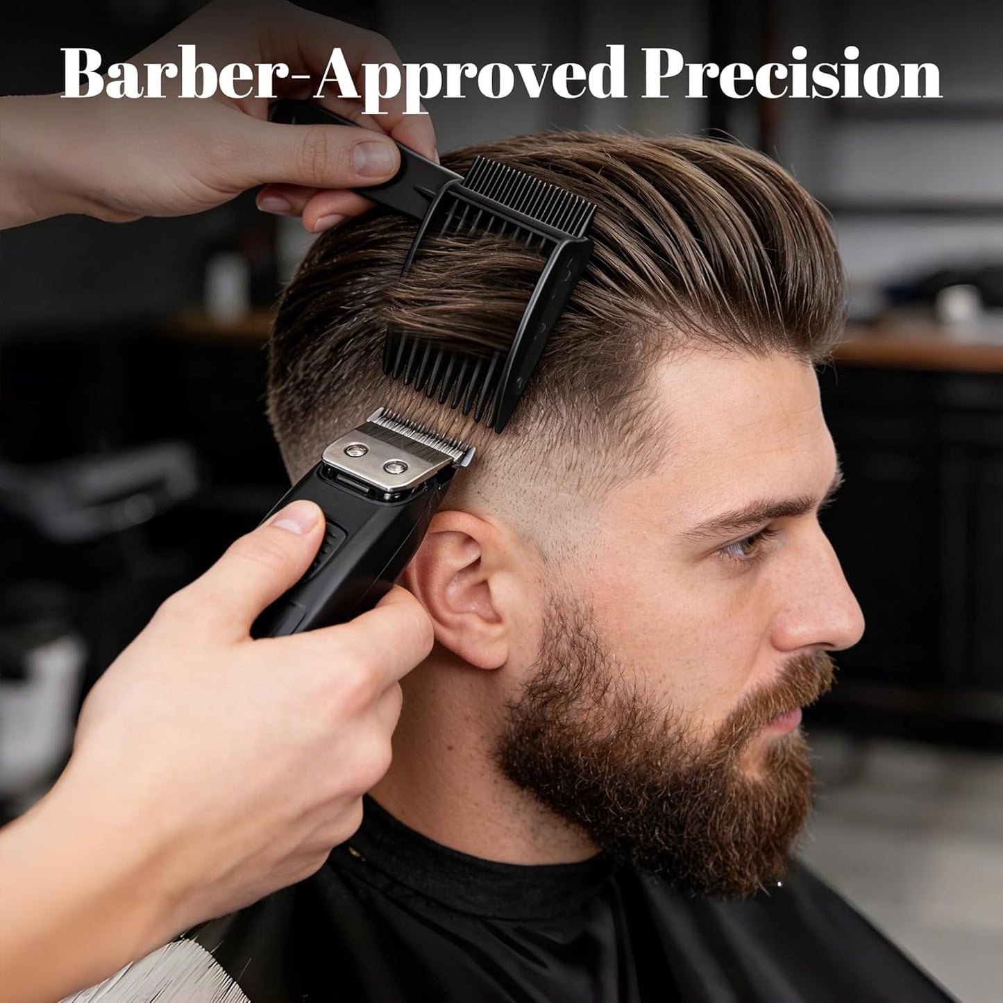 Detachable Blend Friend Fade Comb Set - 4-in-1 Pro Hair Cutting Tools for Men | Compatible with All Hair Clippers (Black)