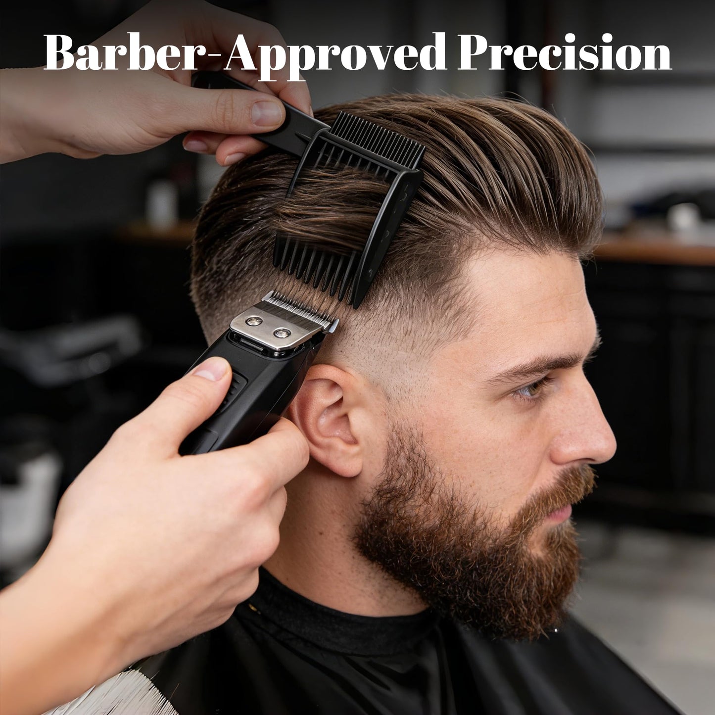 4-in-1 Detachable Blend Friend Fade Comb Set, Snap-on Interchangeable Barber Fade Comb, Pro Hair Cutting Tools for Fade, Taper & Blend, Compatible with All Hair Clippers for Home Salon for Men (Black)