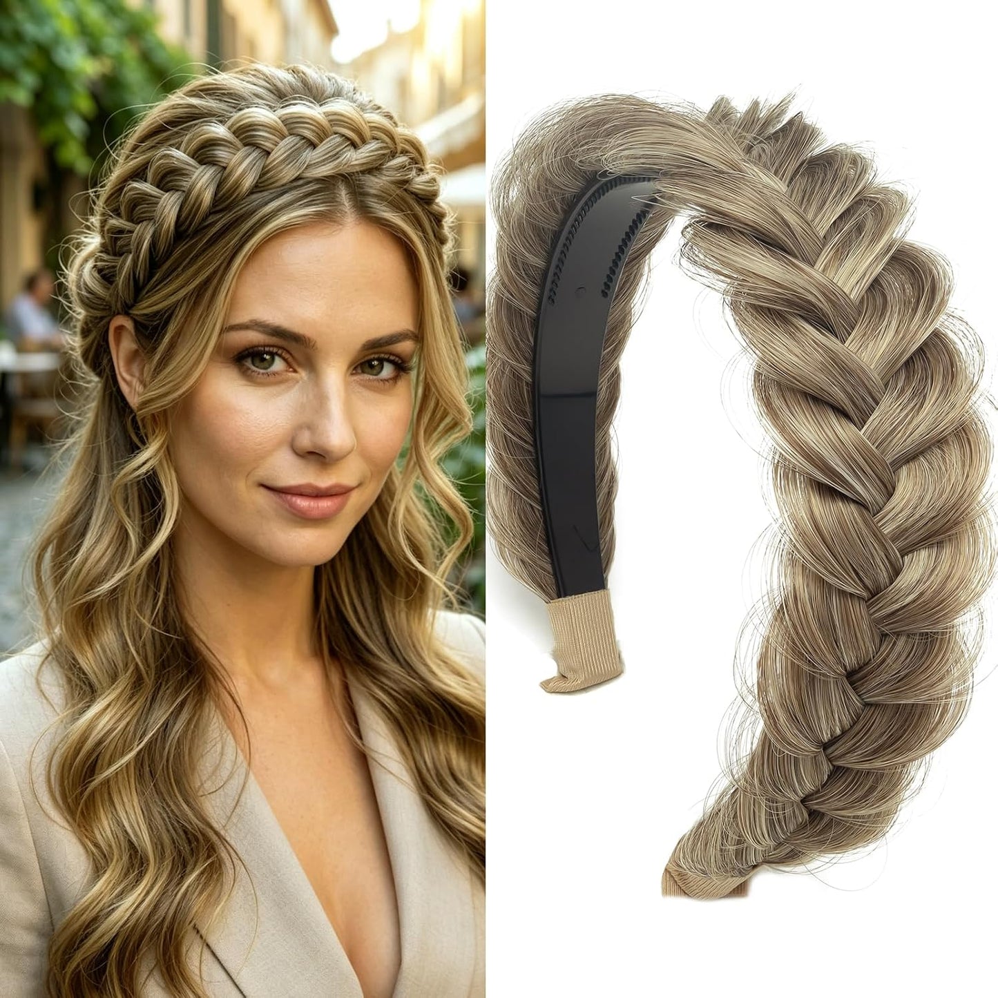 Braided Headband - Elastic Non-Slip Fashion Hair Accessory for Women & Girls | Ocher Color