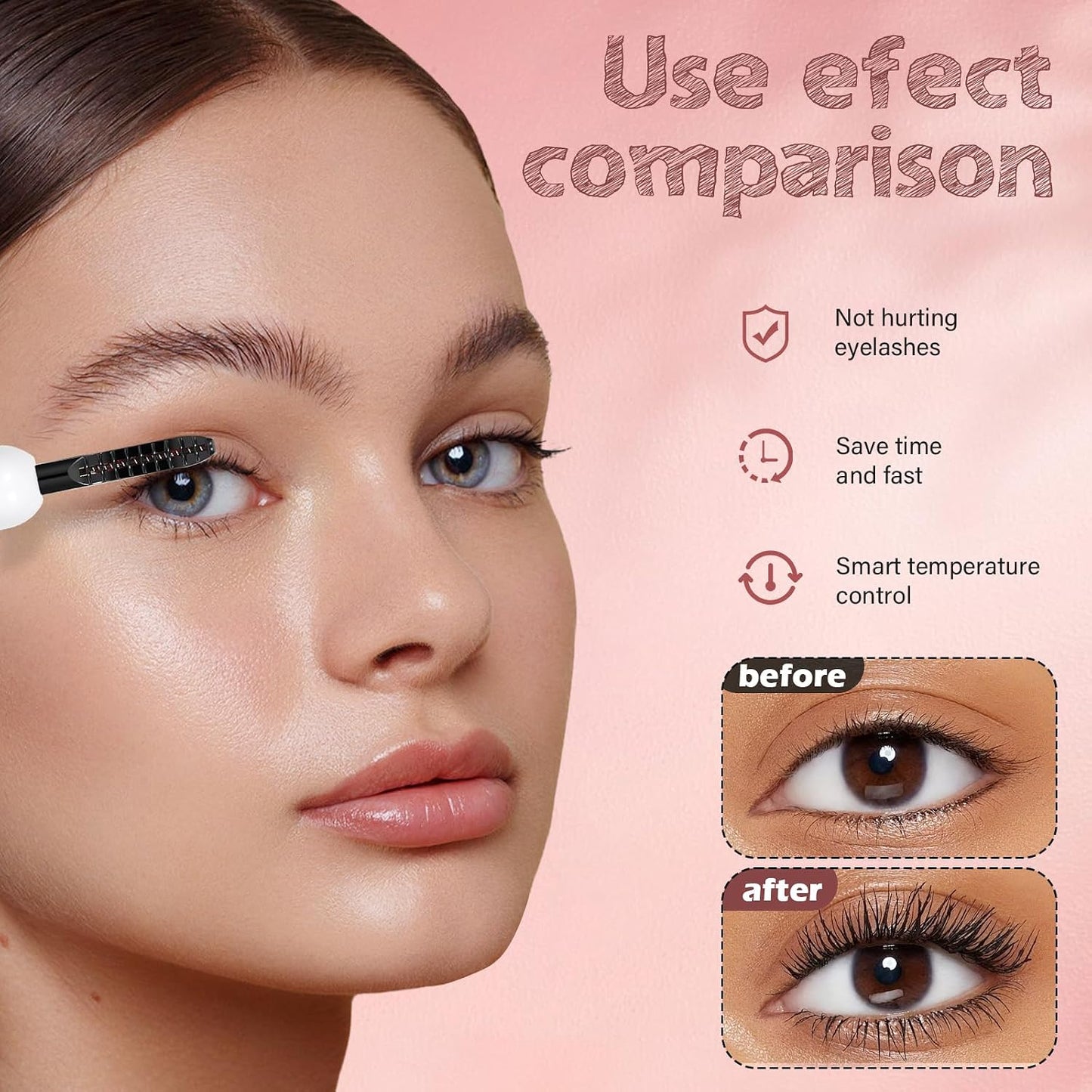 Heated Eyelash Curler - Electric Lash Curler with Fast 10s Heating | 4 Adjustable Temperatures, USB-C Rechargeable, Travel-Friendly