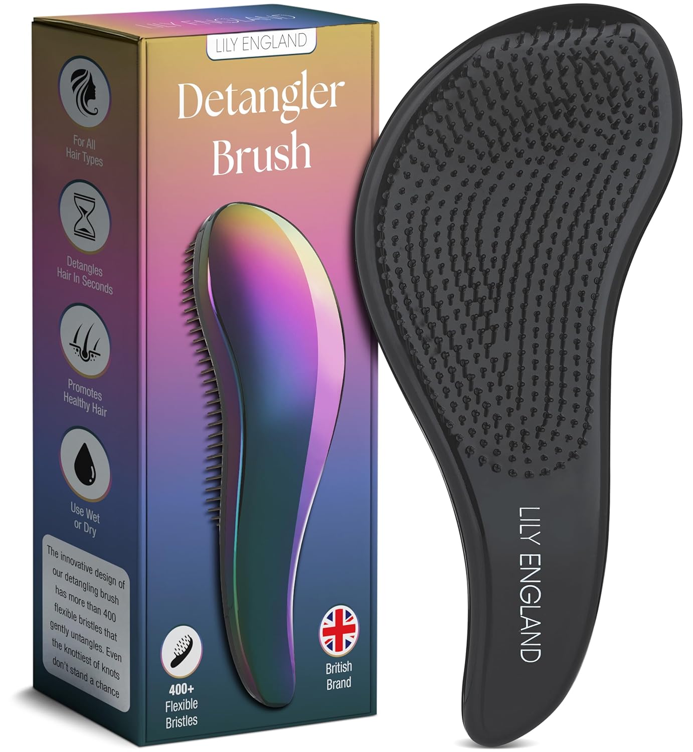 Gentle Detangler Hair Brush for Curly & Thick Hair - Flexible Bristles for Wet & Dry Use | Rose Gold