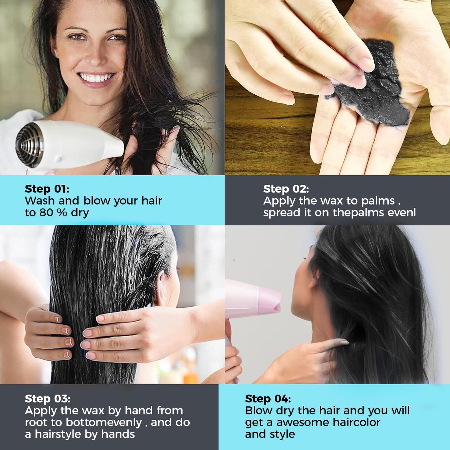 EFLY Hair Wax, 4.23 oz-Instant Hairstyle Cream Pomades for Party Cosplay Easy Cleaning, Black (1, Chemical-hair-dyes), Made of 100% Natural Ingredients