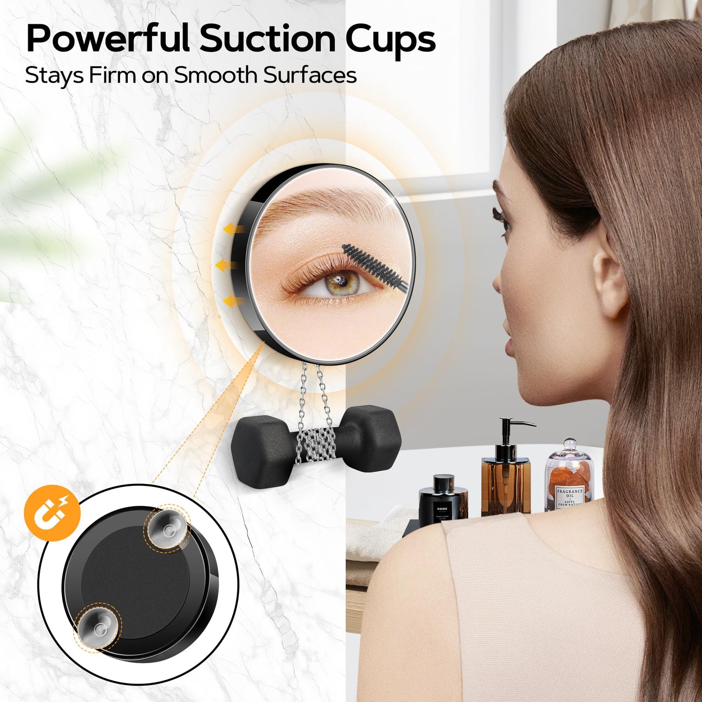 MIYADIVA Magnifying Mirror Set, 20x&30x&40x Suction Cup Makeup Mirror, 2 Tweezers & Storage Bag, 3.5 Inch Compact Mirror for Travel, Bathroom, Home, Gifts for Women