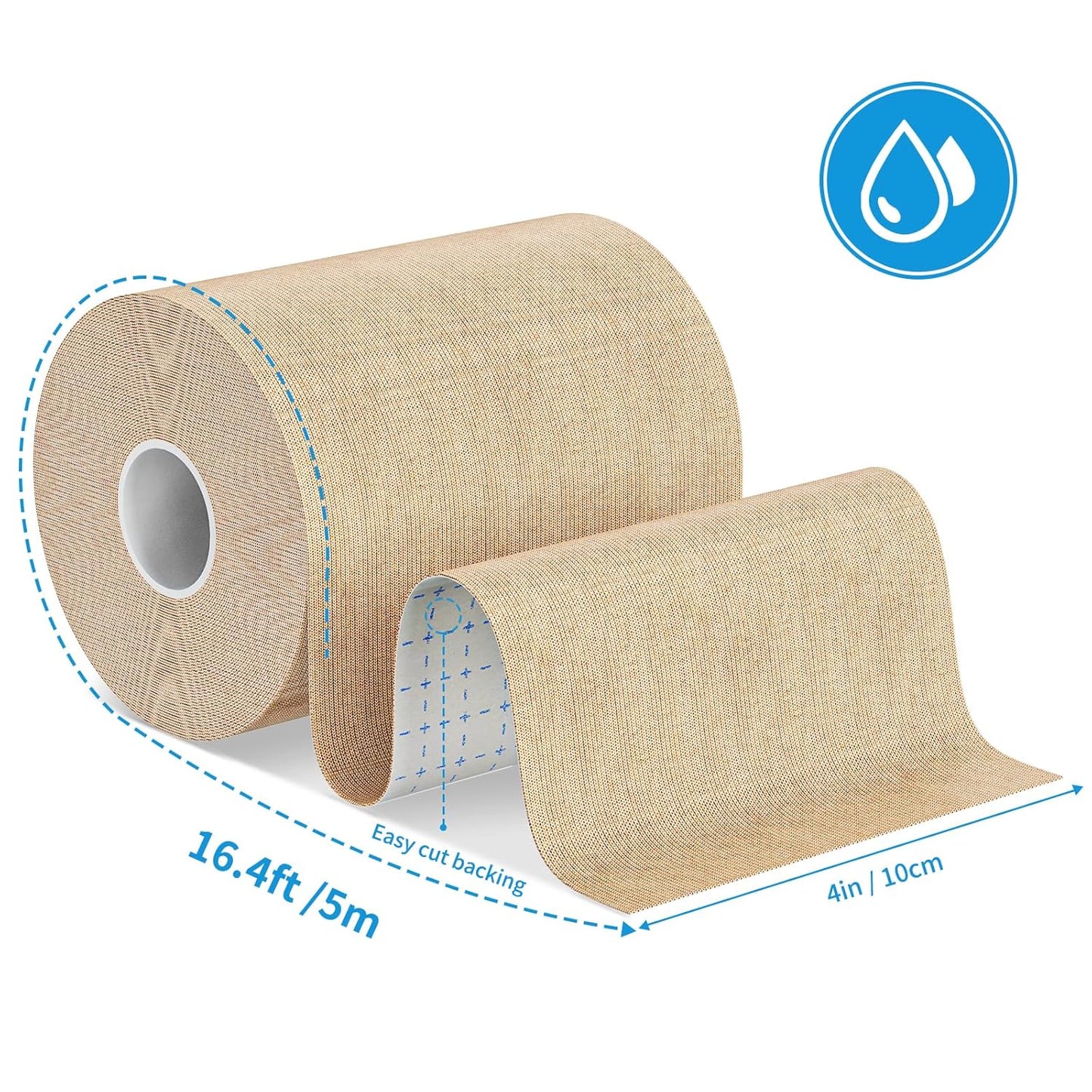 Waterproof Tattoo Cover Up Tape - Sweat-Resistant Light Tan Skin Tone | 4"x16.4ft Cuttable Patches for Tattoos, Scars & Birthmarks
