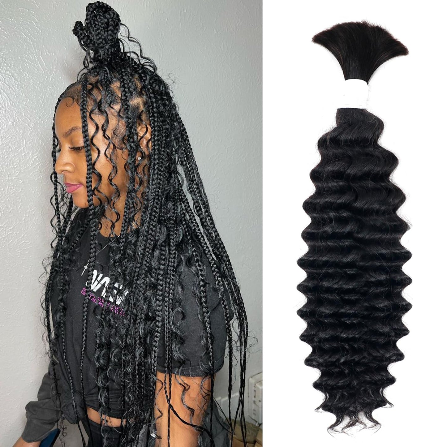 Body Wave Curly 4/27 Human Braiding Hair - 100g One Bundle for Boho Braids | 18 Inch