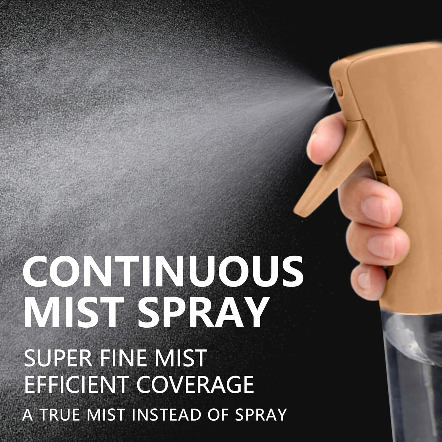 Continuous Ultra Fine Mist Spray Bottle for Hair | 200ml Leakproof 360° Multi-Spray Bottles - 2 Pack for Plants, Cleaning & Skin Care