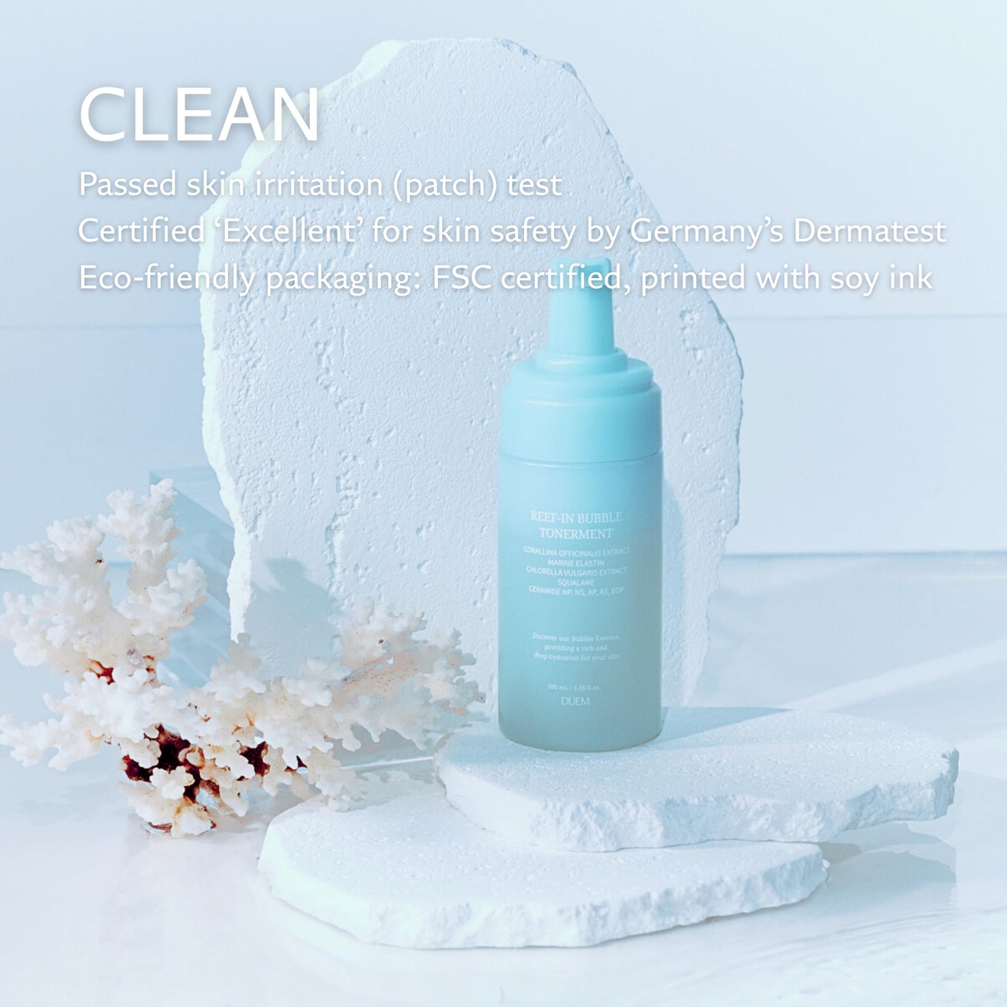 DUEM Reef-in Bubble Tonerment – Low pH (5.8) Ceramide Complex Foaming Toner, 72-Hour Hydration, Skin Elasticity Booster, Korean Skincare, 3.38 fl.oz./100ml