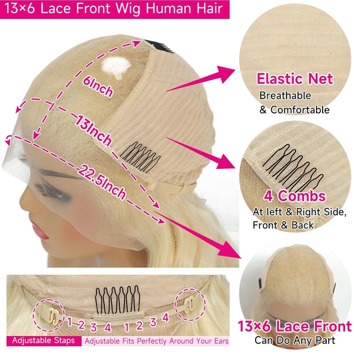 MYDIVA 613 13x6 Lace Front Wig Human Hair 30 inch Blonde Deep Wave Wig 180% Density 613 HD Lace Frontal Wig for Women Blonde Glueless Wigs Human Hair Pre Plucked with Baby Hair