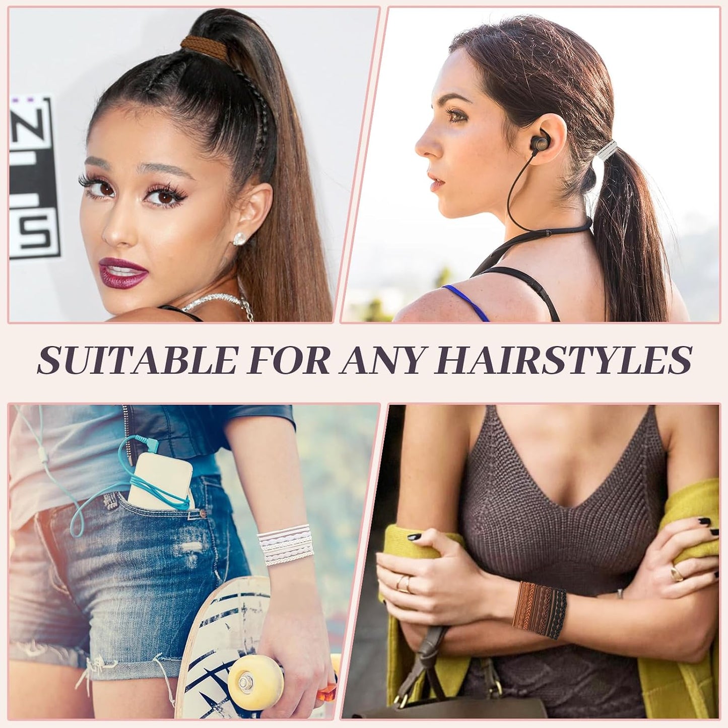Boho Hair Ties - 20PCS No-Damage Elastic Ponytail Holders | Perfect for Thick or Thin Hair