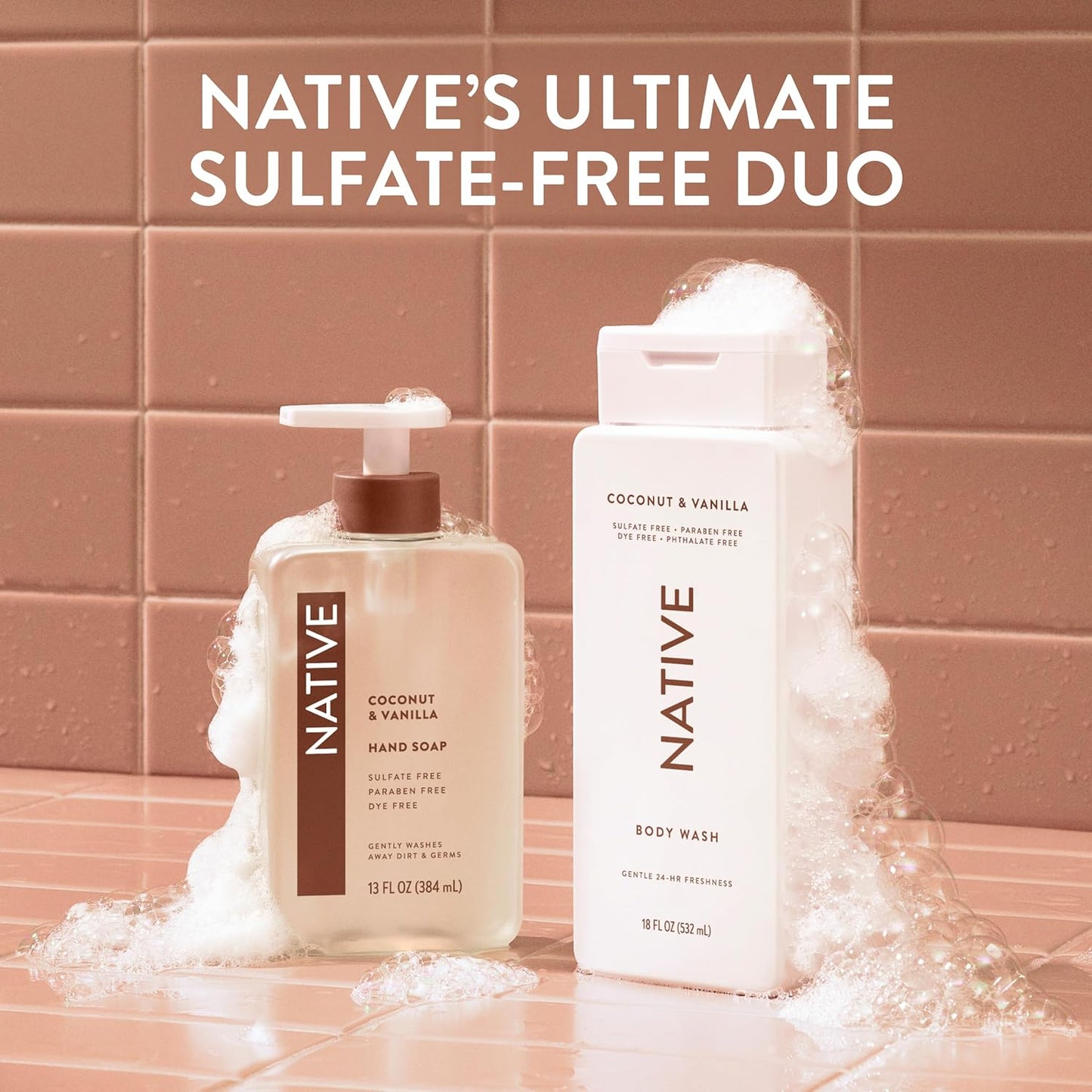 Native Body Wash - Coconut & Vanilla Scent | Sulfate-Free & Gentle, 36 oz Pump Bottle