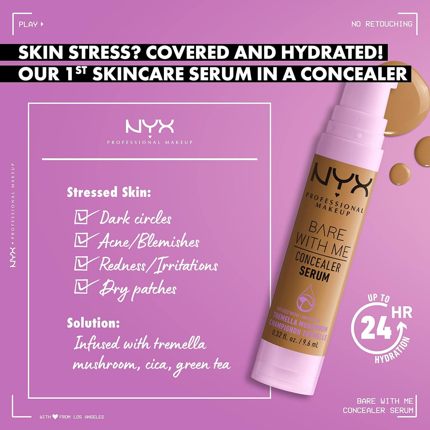 NYX Bare With Me Concealer Serum - 24Hr Hydration Makeup for Flawless Skin | Light Shade