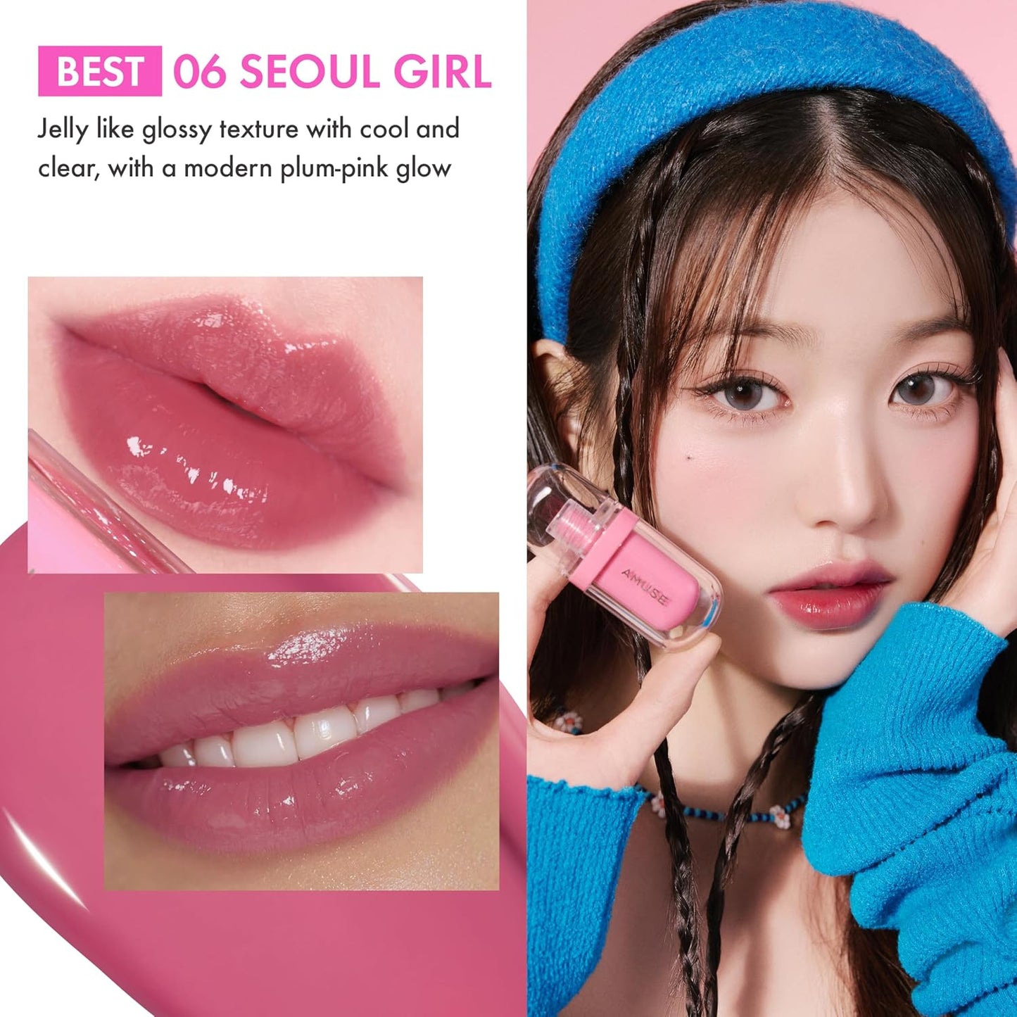 Jel-Fit Tint Lip Stain - Long Lasting Hydrating Gloss, Smooth Moisturizing Formula | Vegan Korean Beauty (01 Boksoonga Jelly)