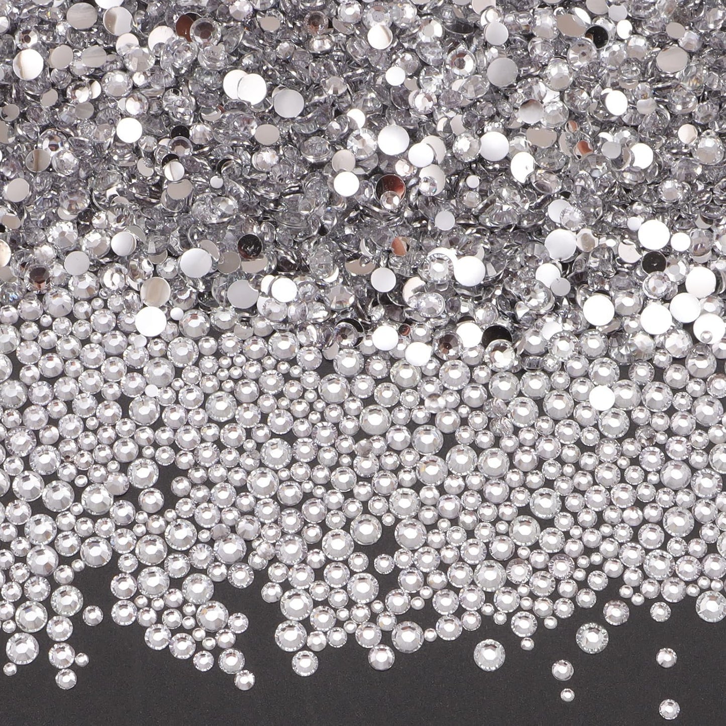 Flatback Rhinestones for Crafts - 10,000 Pcs Black Crystal Gems | 2-5mm Resin Glitter for DIY Nail Art & Clothing Accessories
