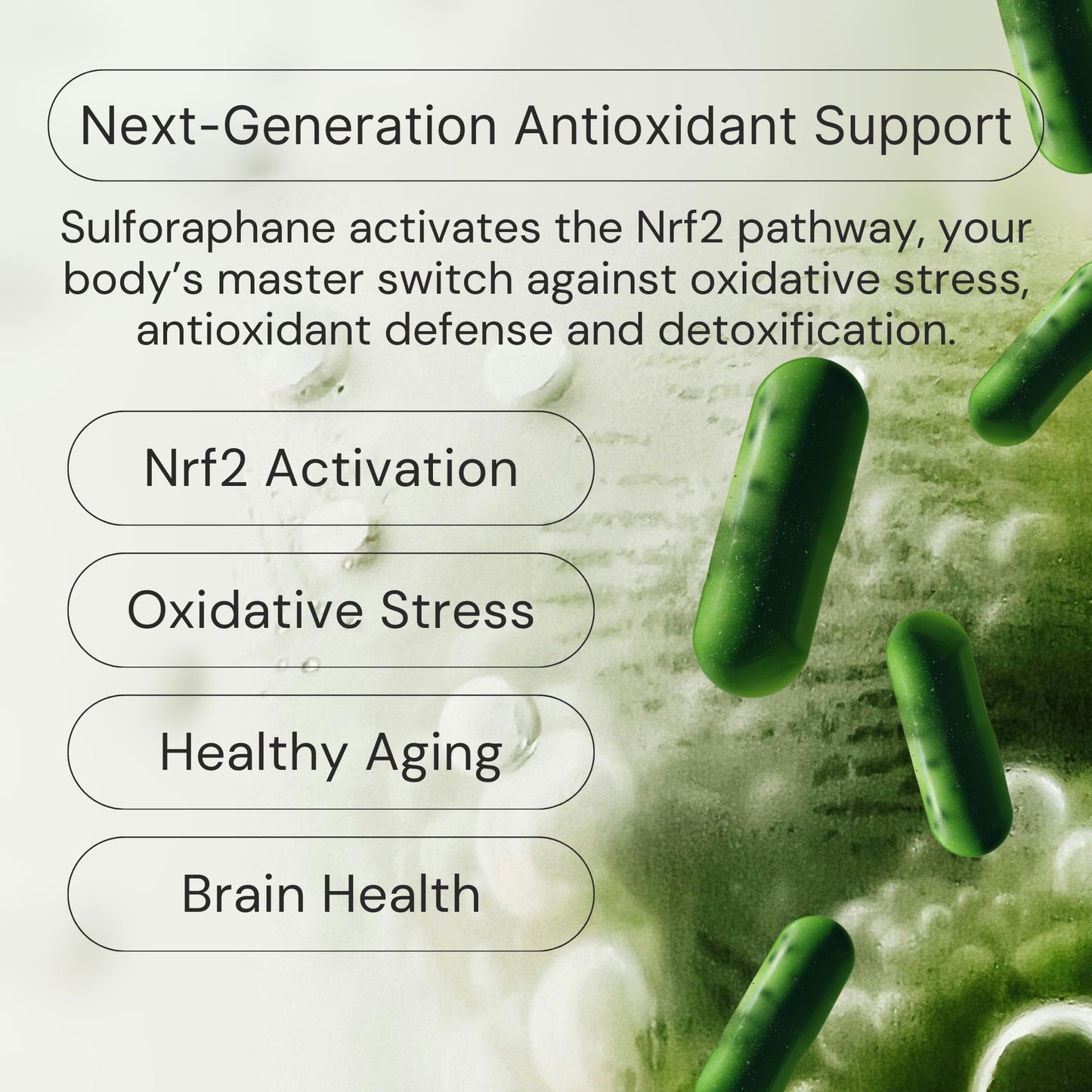 10mg Pure Stabilized Sulforaphane Supplement from Broccoli Sprout Extract - Cellular Detox, Liver & Brain Health Support - Nrf2 Activator - Non-GMO & Glyphosate Free - 30 Vegan Capsules