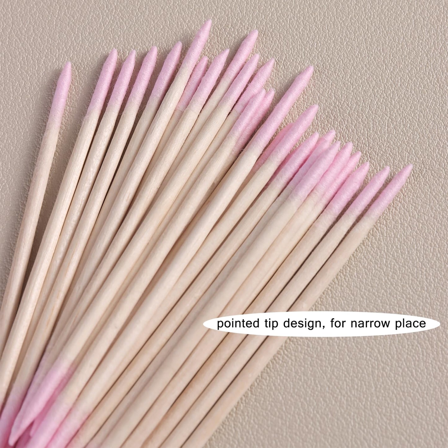 Pointed Tip Cotton Swabs - 200pcs Double-Head Microblading Applicators | Pink Wooden Sticks for Makeup & Nail Polish Removal
