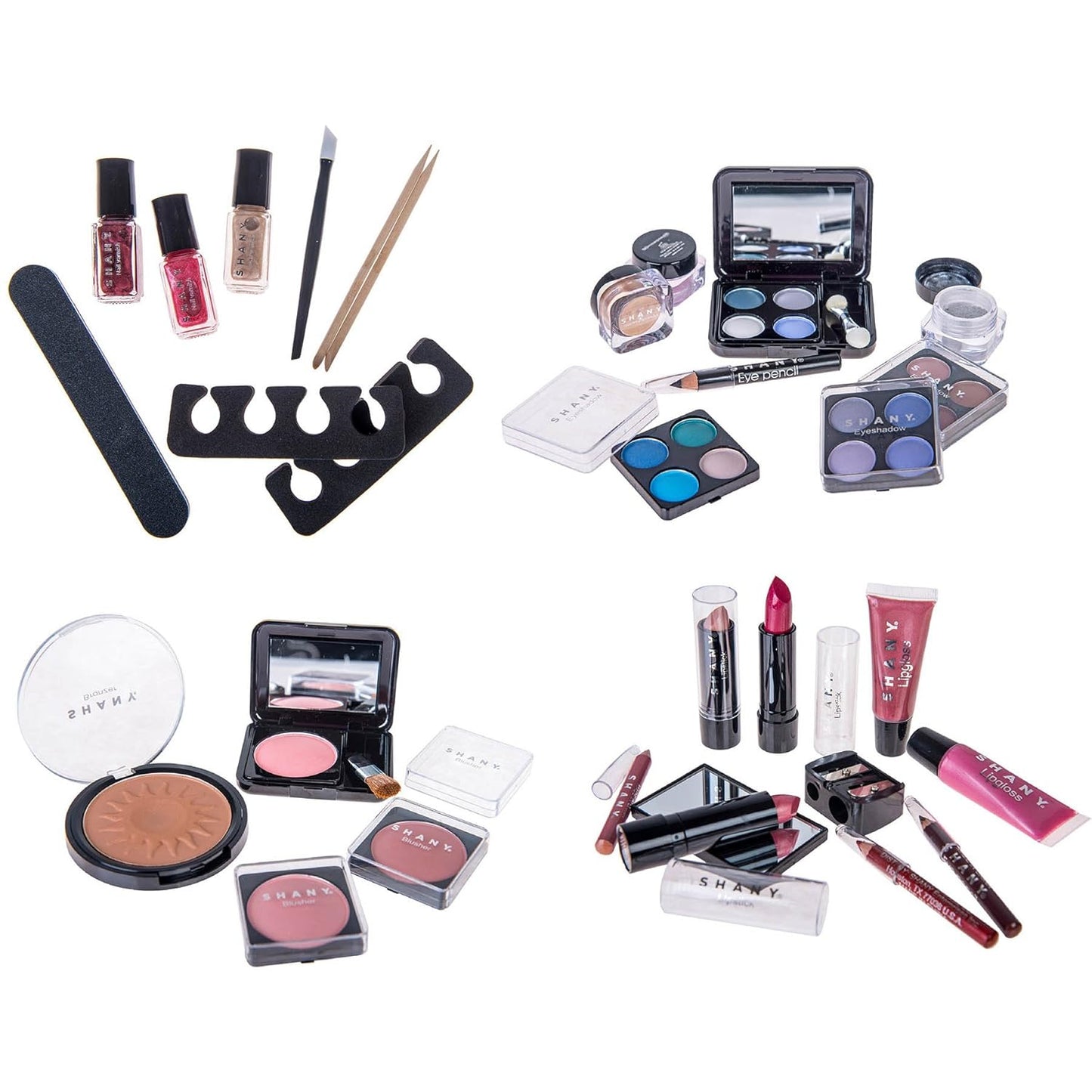 SHANY Makeup Train Case - Reusable Aluminum Organizer with Eye Palettes, Blushes & Brushes | Gift Set